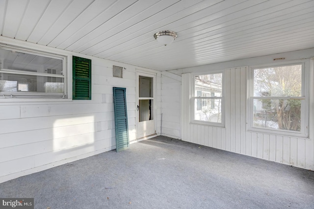 view of unfurnished sunroom