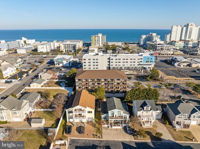 bird's eye view with a water view and a city view