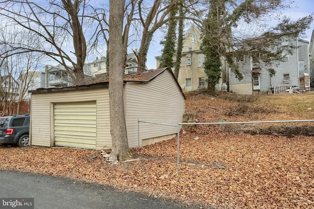 exterior space with a garage