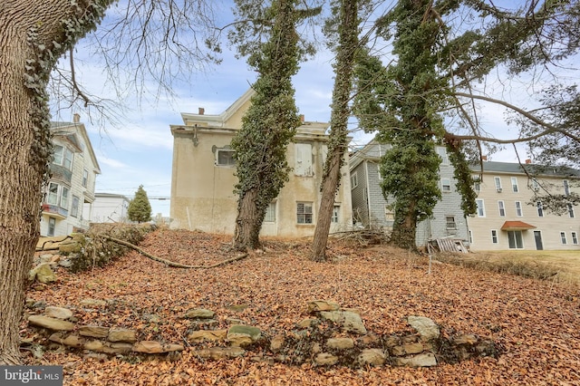 view of home's exterior with stucco siding