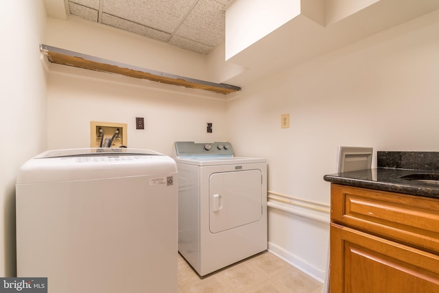 laundry room with cabinet space and separate washer and dryer