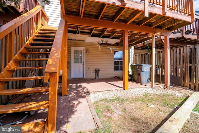 view of patio featuring stairs