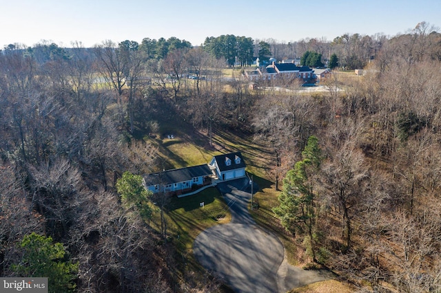 aerial view featuring a forest view