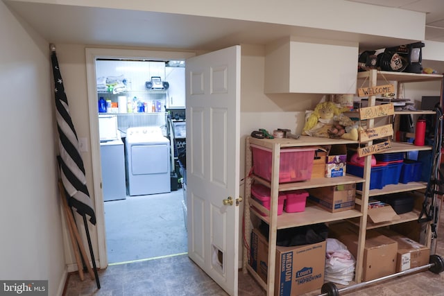 storage with washer and clothes dryer