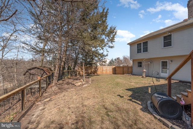 view of yard with a fenced backyard