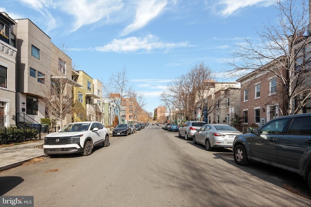 view of road with a residential view