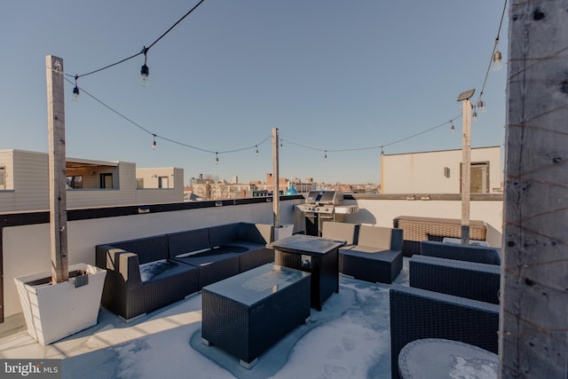 view of patio / terrace with a grill and an outdoor living space