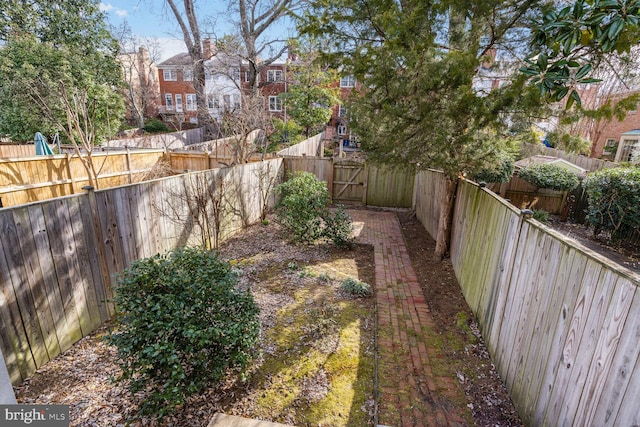 view of yard featuring a fenced backyard