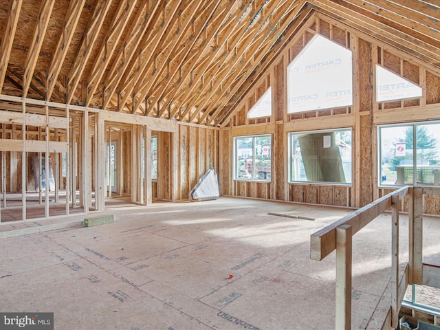 miscellaneous room featuring high vaulted ceiling and plenty of natural light