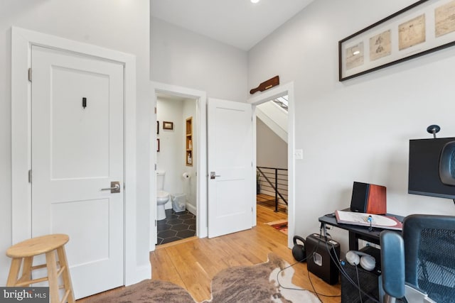 office space with wood finished floors