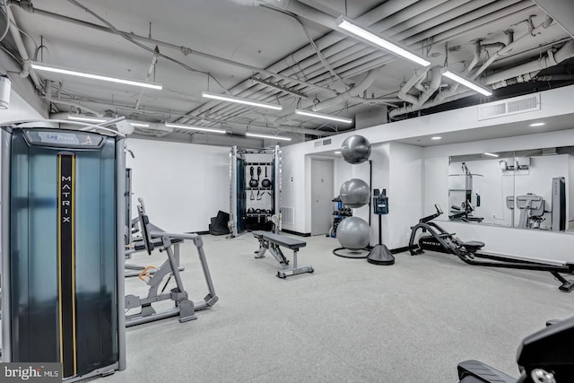 exercise room with visible vents