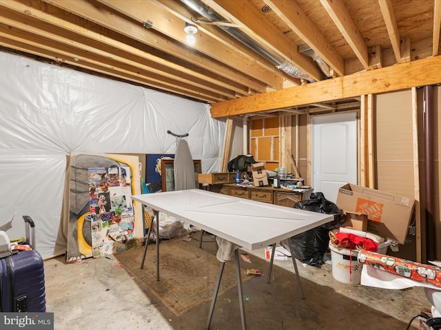 view of unfinished basement