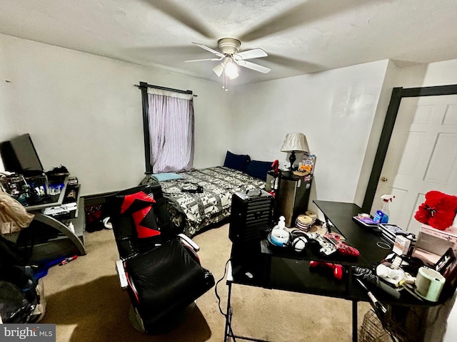 bedroom with carpet and ceiling fan