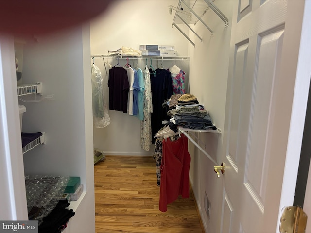 walk in closet featuring light wood finished floors