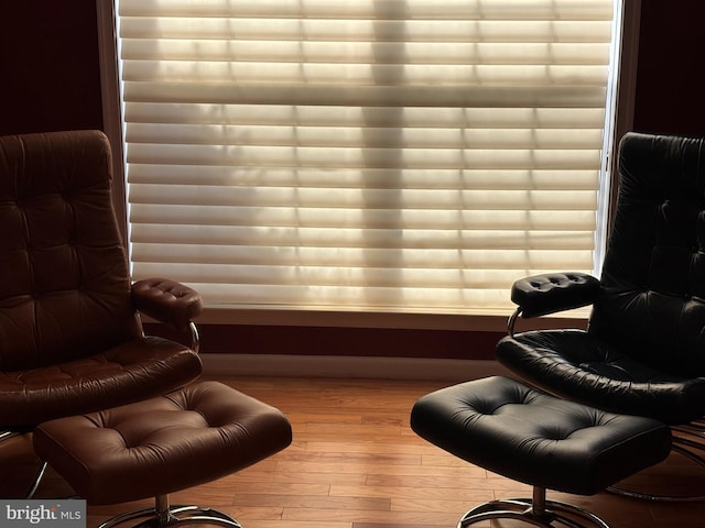 sitting room featuring wood finished floors