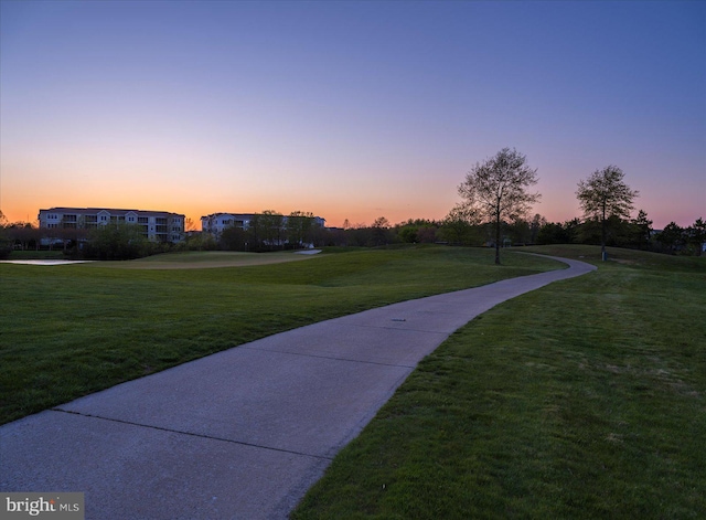 view of home's community with a yard