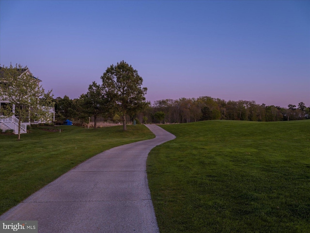 view of property's community with a yard