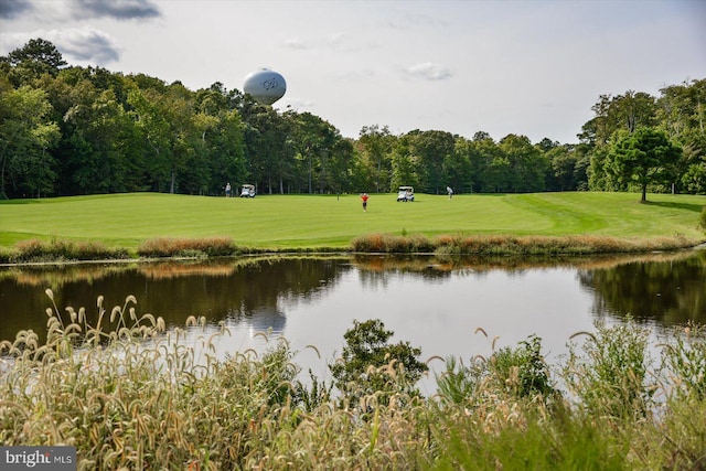 view of water feature with golf course view