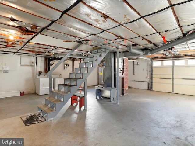 interior space featuring water heater and stairs