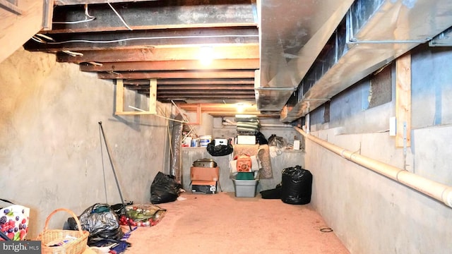 view of unfinished basement