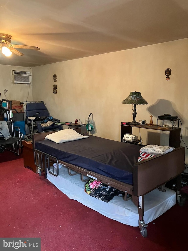 bedroom with carpet flooring and a wall mounted AC