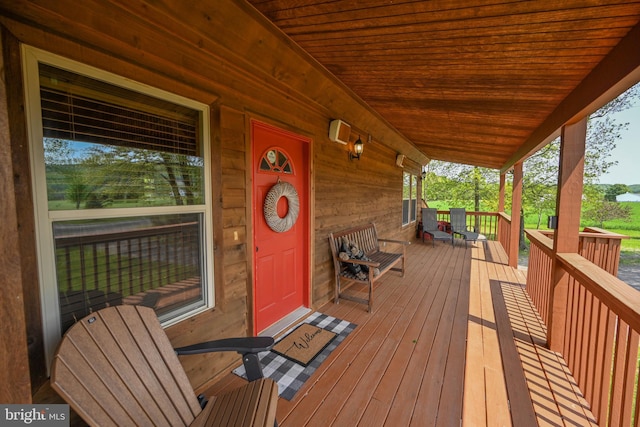 deck featuring a porch