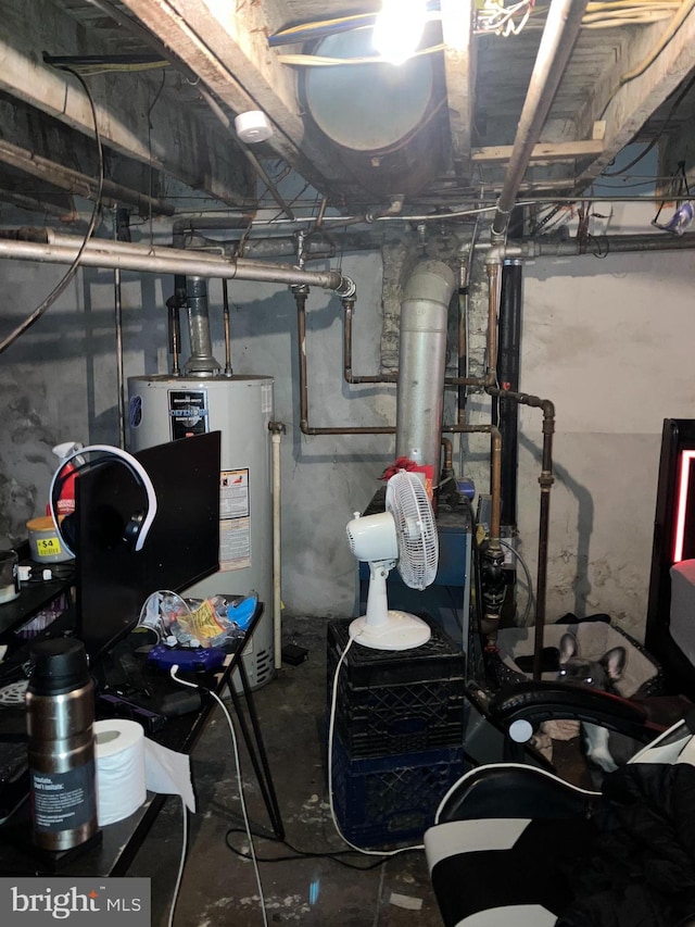 utility room with gas water heater