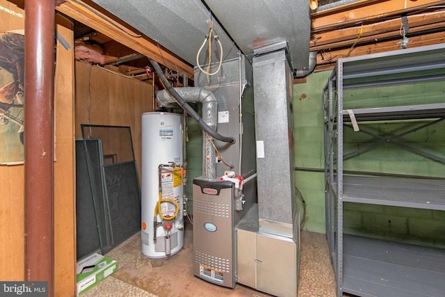 utilities featuring gas water heater and heating unit