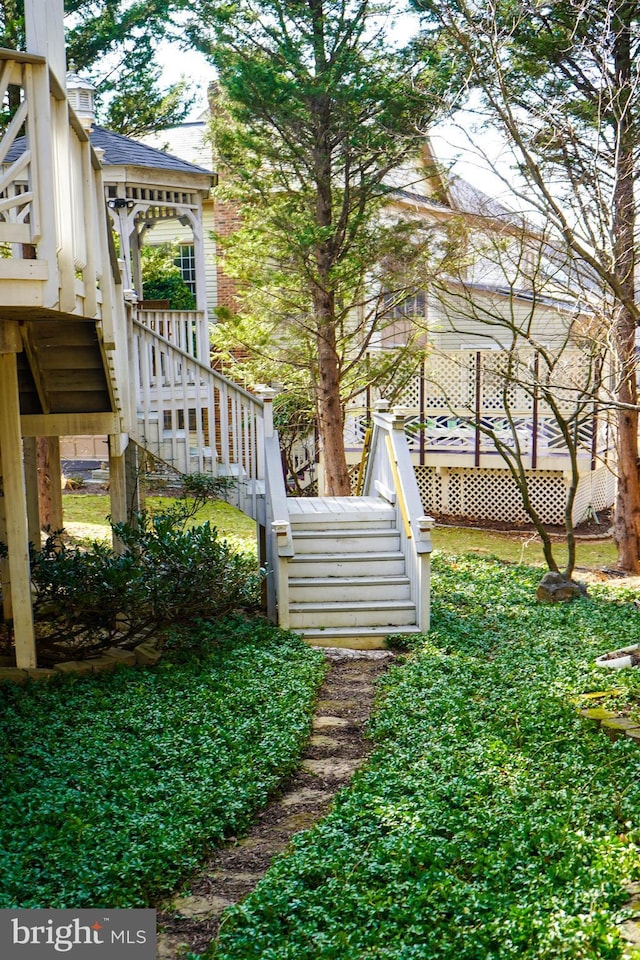 view of yard with stairway