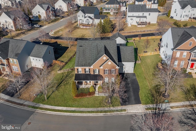 aerial view with a residential view