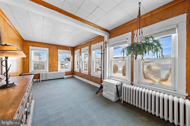 sunroom / solarium featuring radiator heating unit