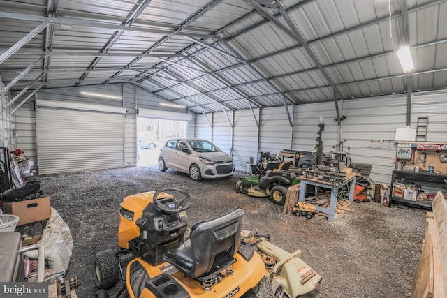 garage featuring metal wall