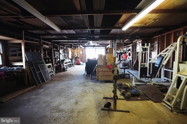 interior space with unfinished concrete flooring