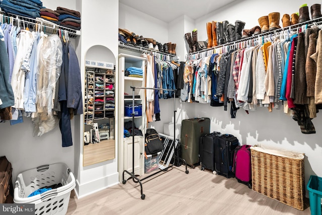 spacious closet featuring wood finished floors