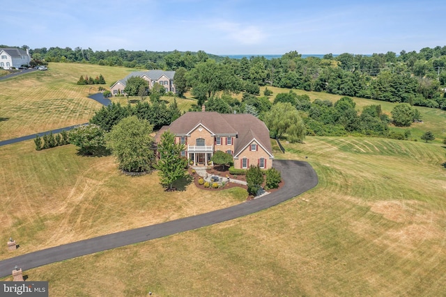 birds eye view of property with a rural view