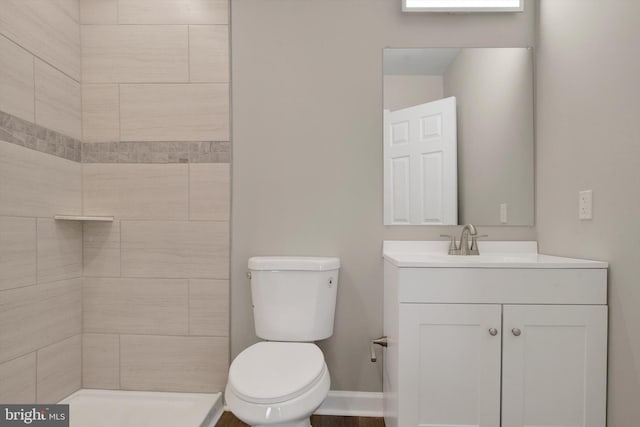 3523 Level Rd, Churchville, MD 21028 - full bathroom with toilet, baseboards, a tile shower, and vanity