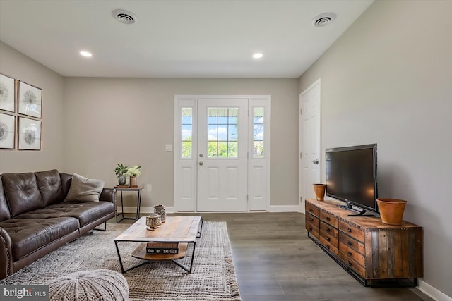 3523 Level Rd, Churchville, MD 21028 - living room featuring recessed lighting, wood finished floors, and visible vents