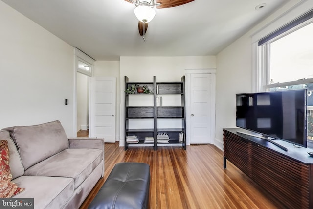 living room with wood finished floors