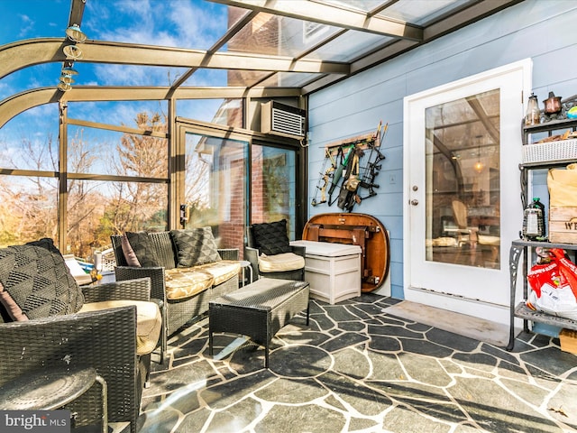 view of patio with a lanai and outdoor lounge area