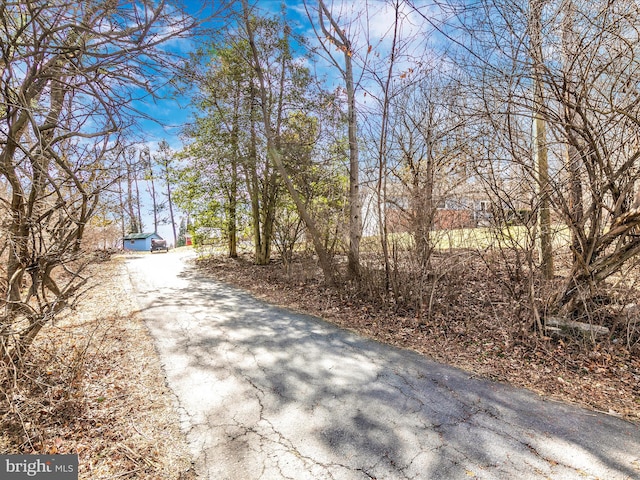 view of street featuring aphalt driveway