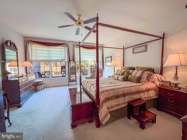 bedroom with light colored carpet