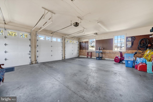 garage with a garage door opener