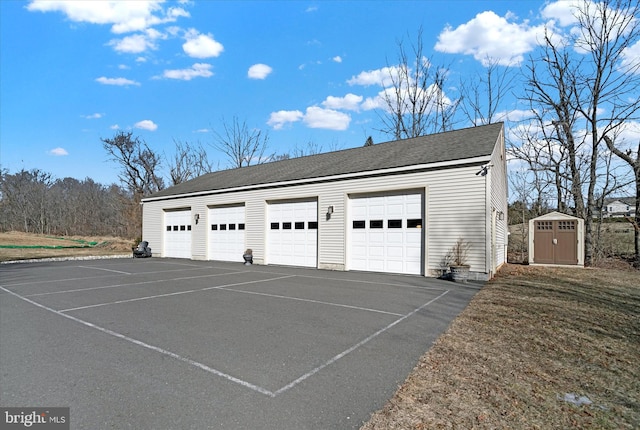 garage with a shed