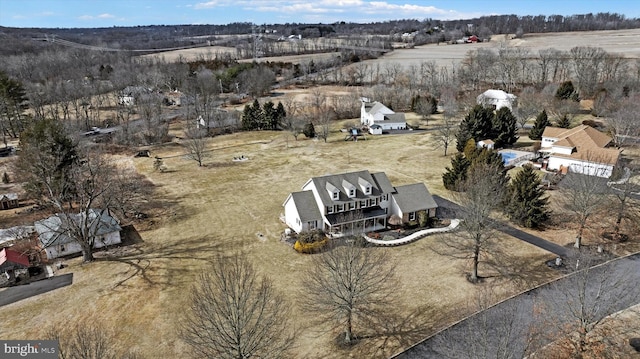 bird's eye view with a rural view