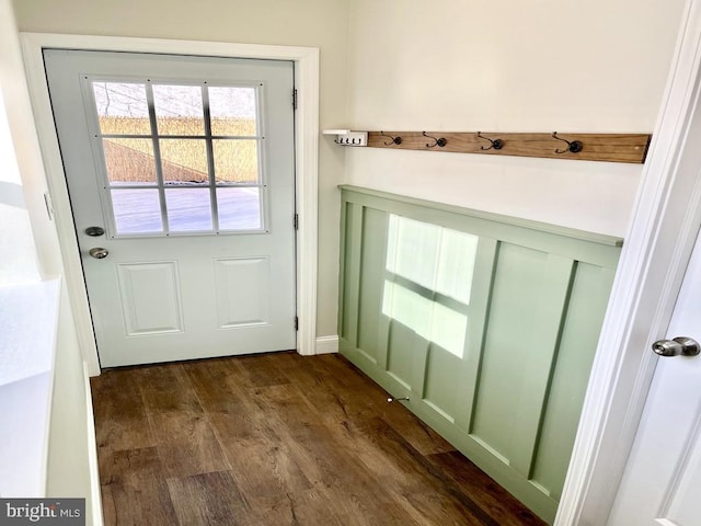 entryway featuring dark wood-type flooring