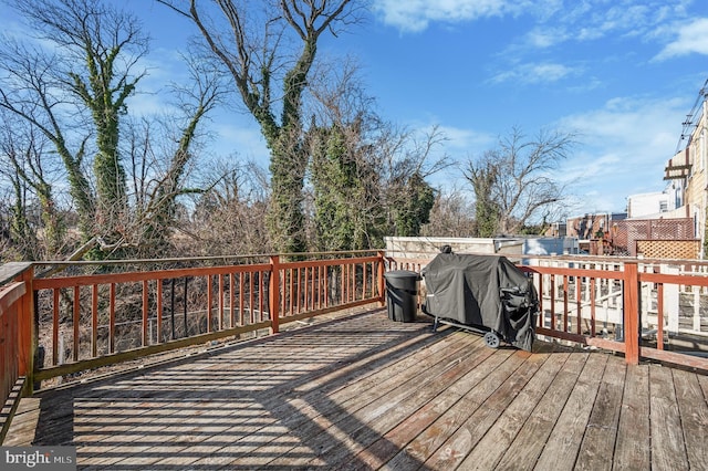 deck featuring grilling area