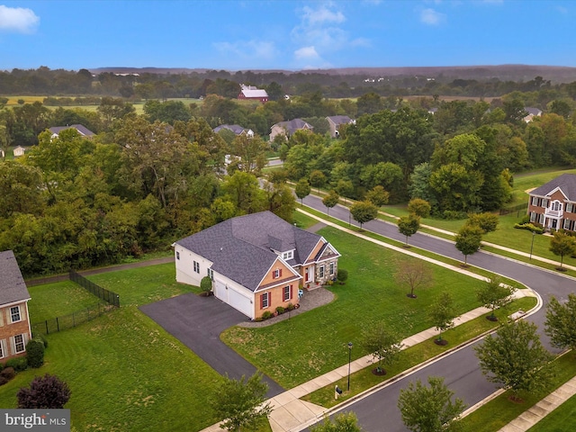 aerial view with a residential view