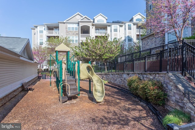 communal playground with fence