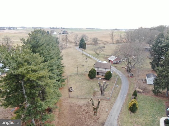 bird's eye view with a rural view