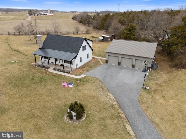 bird's eye view featuring a rural view